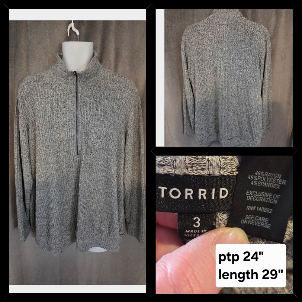 Torrid Size 3x 3/4 Zip Up Sweater